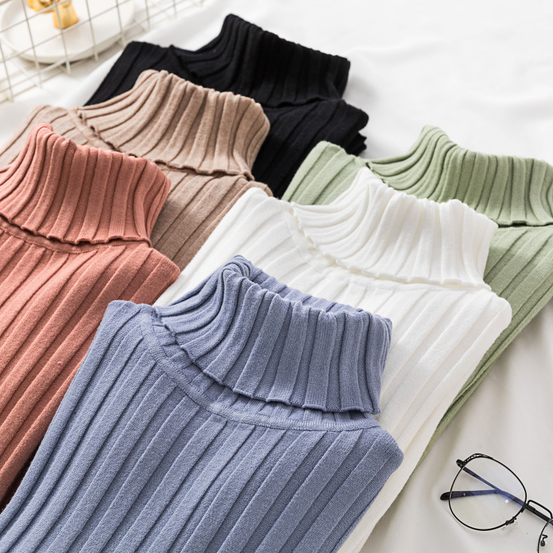 Lucyever Turtleneck Women Pullover Sweater Slim Elastic Autumn Knitted Jumper Fashion Long Sleeve Korean Ladies Top New 201222