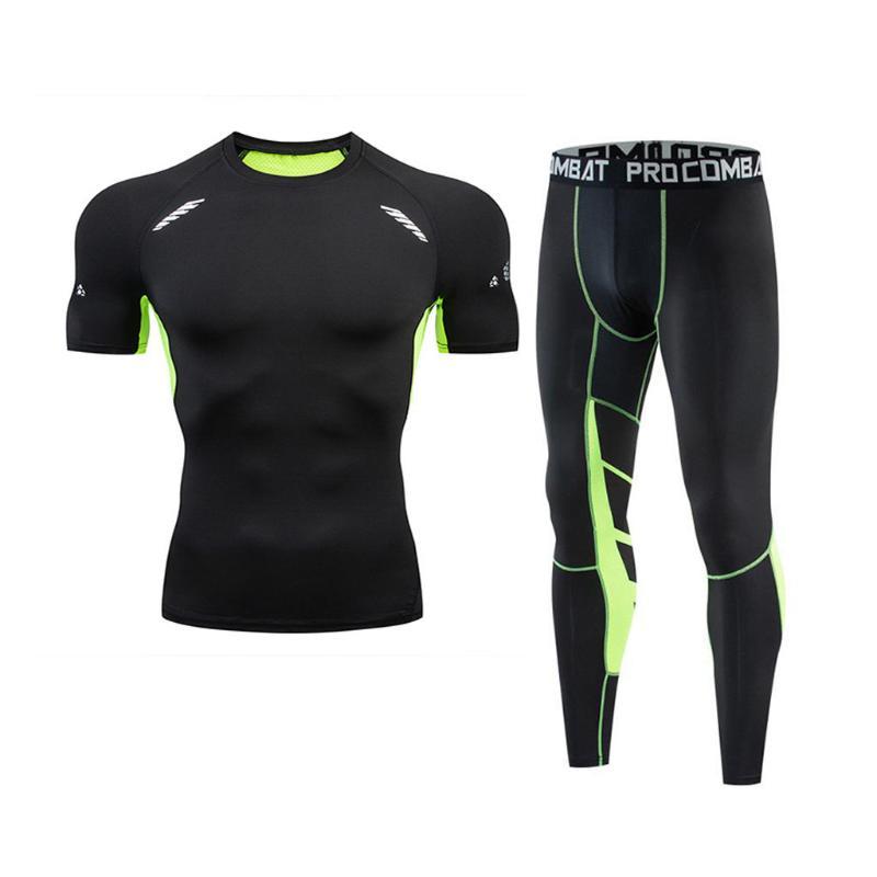 Running tights Sports suit Track suit Gym Man Fitness Fast Drying Elastic Short Sleeve T Shirt + Pants Sports Men, Green
Running tights Sports suit Track suit Gym Man Fitness Fast Drying Elastic Short Sleeve T Shirt + Pants Sports Men, Green