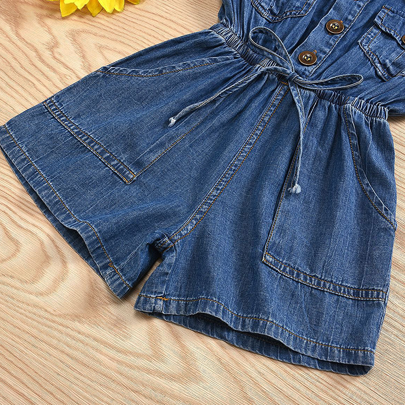 Humor Bear 2020 Girls Summer Clothiing Casual Children Clothing Jumpsuit Denim Cotton Kids Short Sleeve Shorts Toddler ClothesX1019
