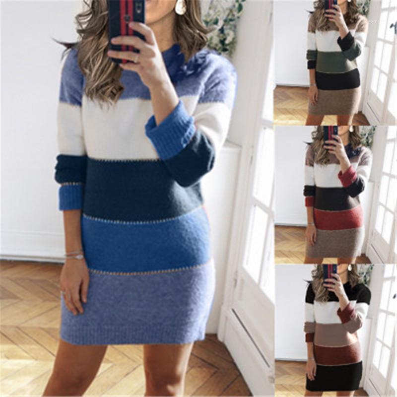 Knitted dress Winter New Casual Dresses Ladies Contrasting Loose Sweater Dress Fashion Trend Round Neck Long Sleeve Patchwork, Blue
Knitted dress Winter New Casual Dresses Ladies Contrasting Loose Sweater Dress Fashion Trend Round Neck Long Sleeve Patchwork, Blue