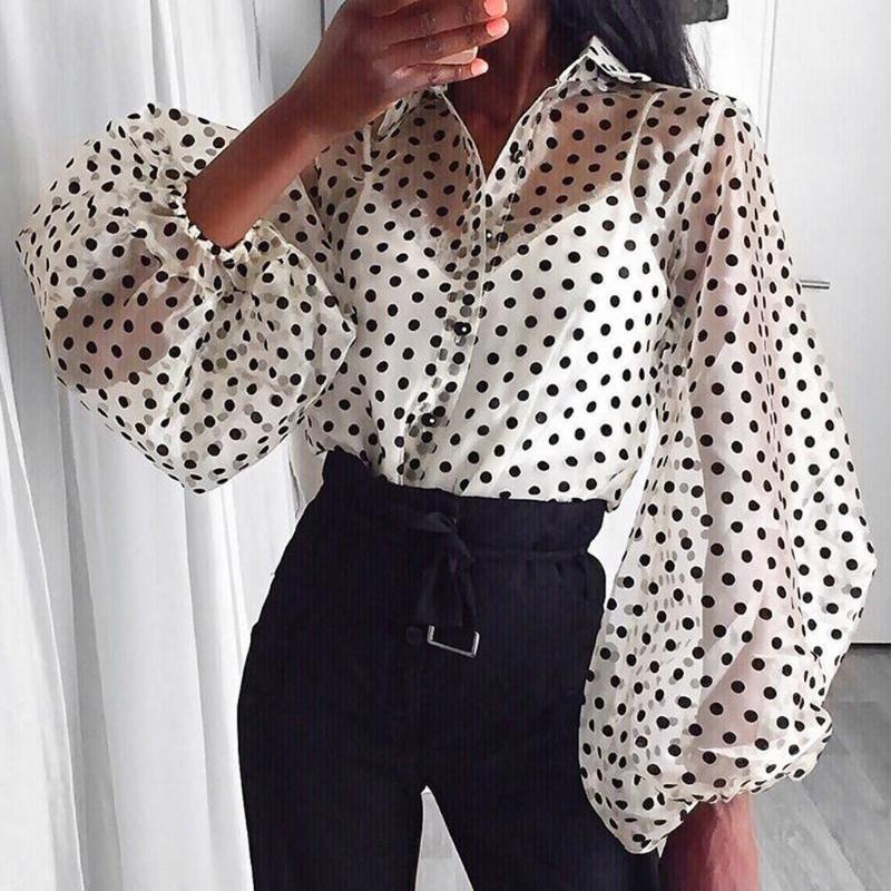 Fashion Perspective Dot Blouse Casual Ladies Buttons Loose Net Tops Female Women Fishnet Tops Long Sleeve Shirt Blusas Pullover, White
Fashion Perspective Dot Blouse Casual Ladies Buttons Loose Net Tops Female Women Fishnet Tops Long Sleeve Shirt Blusas Pullover, White