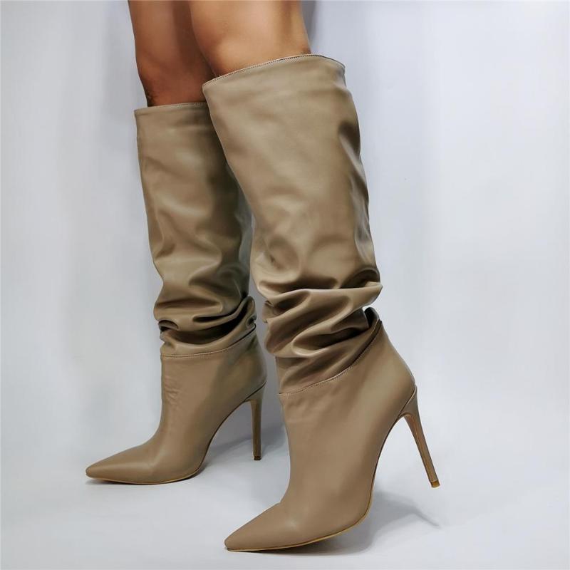 2021 Autumn Winter Pleated Leather Women Knee High Boots Pointed Toe Boots Ladies Long Block High Heel size 45 46 47, As picture
2021 Autumn Winter Pleated Leather Women Knee High Boots Pointed Toe Boots Ladies Long Block High Heel size 45 46 47, As picture