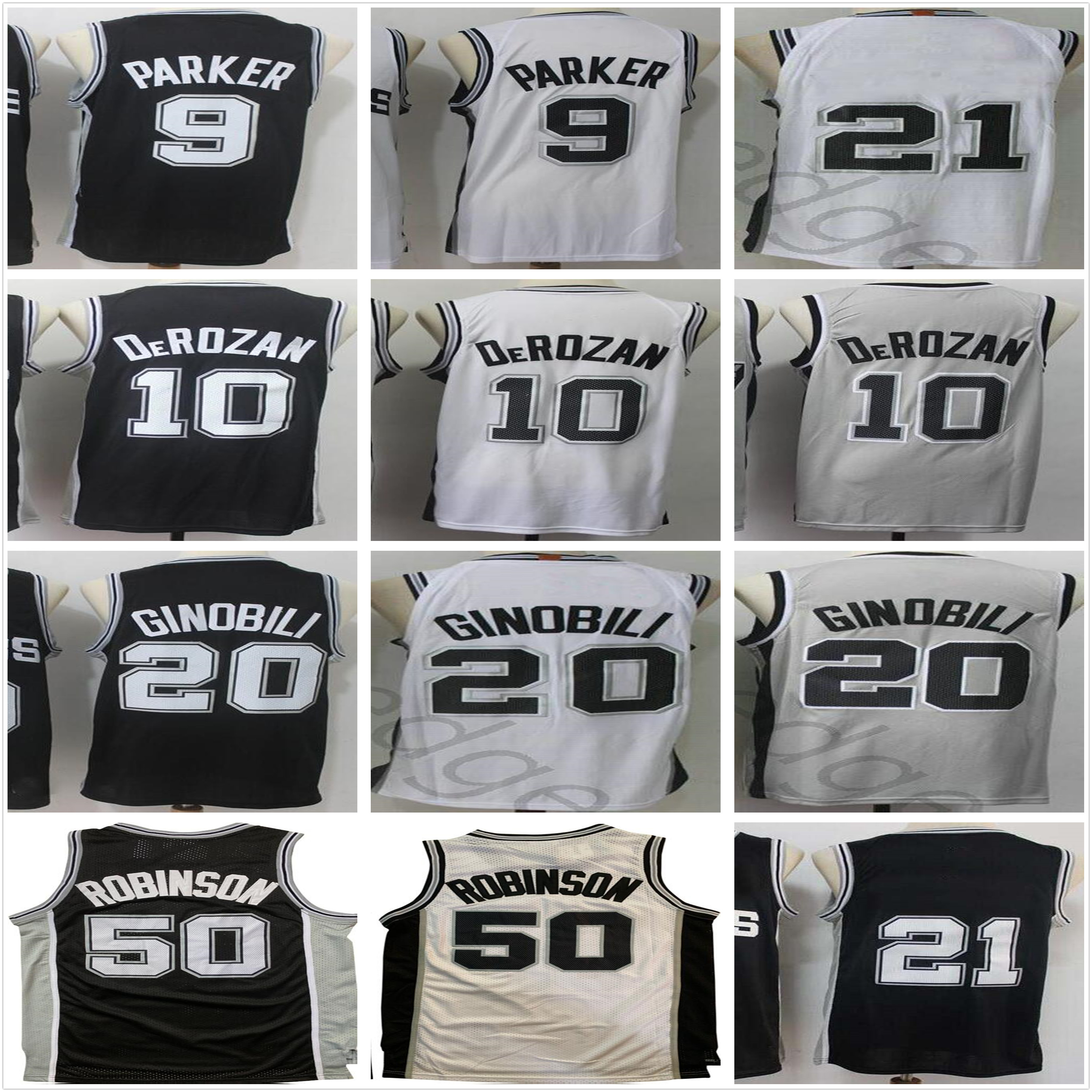 Retro Vintage Classic David 50 Robinson Tony 9 Parker Manu 20 Ginobili Basketball Jerseys Black White Grey DeMar 10 DeRozan Jersey
Retro Vintage Classic David 50 Robinson Tony 9 Parker Manu 20 Ginobili Basketball Jerseys Black White Grey DeMar 10 DeRozan Jersey