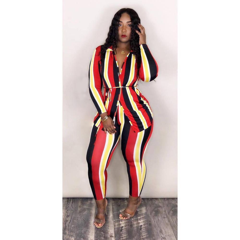Clocolor Striped Pant Suit Set Women Two Piece Long Sleeve Shirt Top Pants Female Fashion Sexy Outfit Office Lady Work Wear Suit 201119