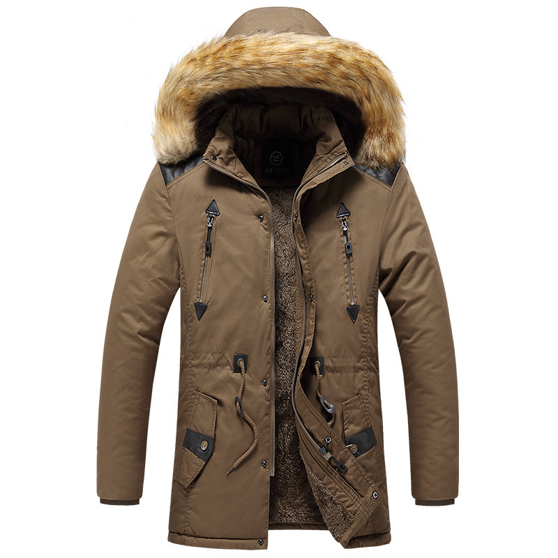 Men Winter Fashion Fur Collar Warm Parkas Men Hooded Thick Fleece Jacket Coat Male Casual Down Parkas Windproof Outerwear 201128