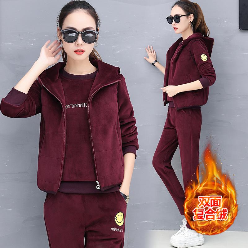 3pcs Winter Women Sportswear Tracksuit Velveet Warm Jacket Hoodie+sweatshirt+pant Running Jogger Fitness Casual Set Sport Suit, Grey
3pcs Winter Women Sportswear Tracksuit Velveet Warm Jacket Hoodie+sweatshirt+pant Running Jogger Fitness Casual Set Sport Suit, Grey