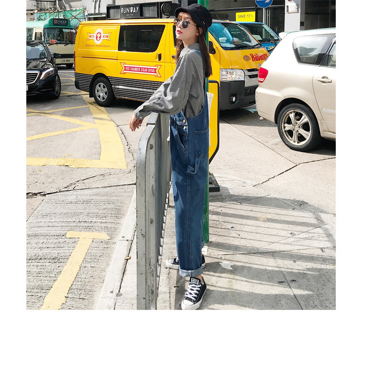 Qooth Vintage High Waist Jeans Overalls Women Big Pockets Denim Romper Ladies Wide Leg Harem Jumpsuits Capri Jeans QH2280 201105