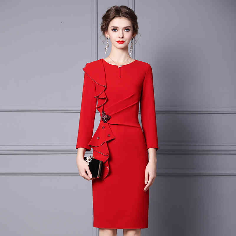 Casual Dresses Zhili dress female winter red feminine temperament Ruffle bow skirt style K62T
Casual Dresses Zhili dress female winter red feminine temperament Ruffle bow skirt style K62T