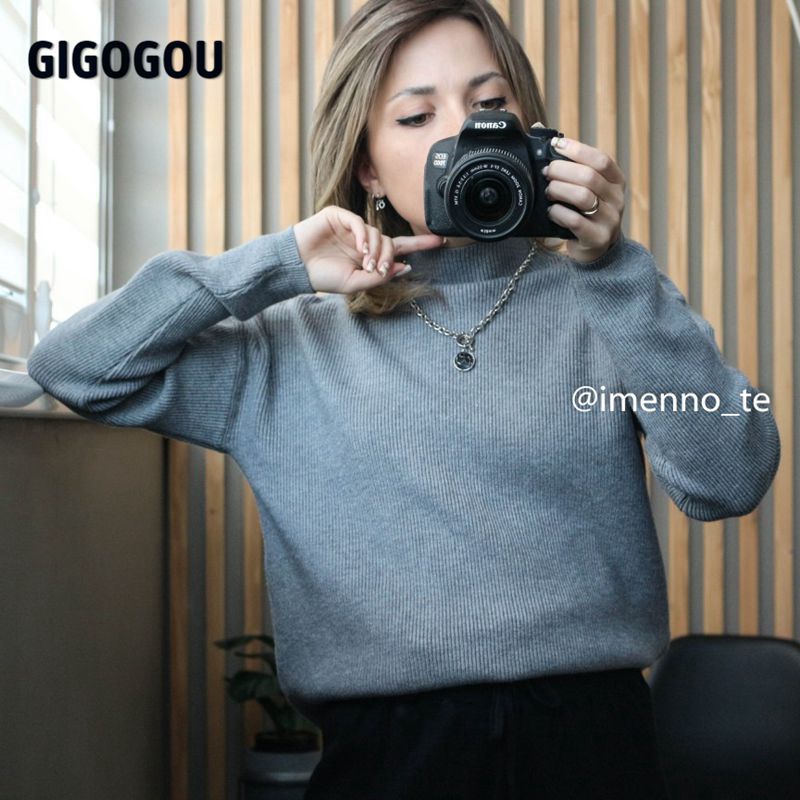 GIGOGOU Oversized Women Sweater High Low Hem Pullovers Top Thick Warm Woman Turtlenecks Knitted Jumper Winter Clothe Pull Femme 201225