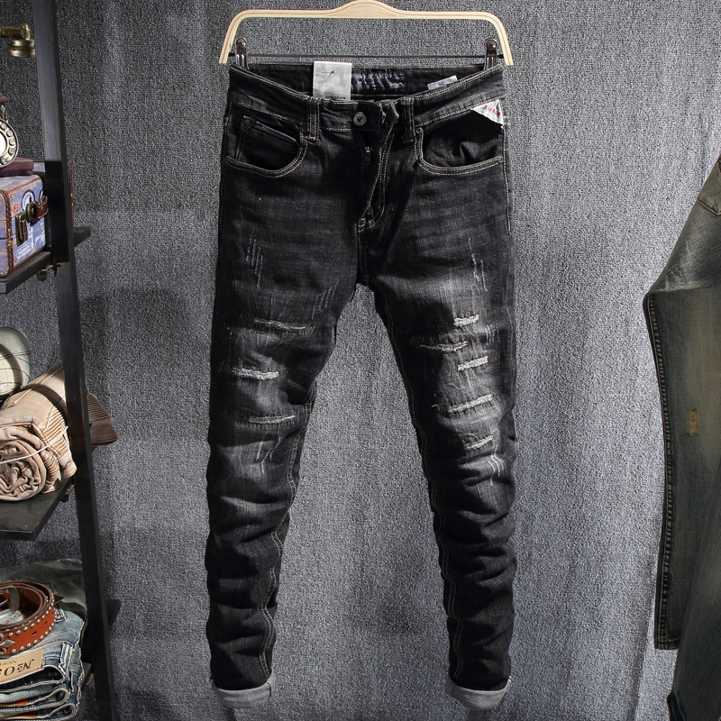 2021 New Newly Designer Fashion Black Color Vintage Slim Fit Ripped Men Punk Denim Pants Streetwear Hip Hop Jeans Homme Vl8b
2021 New Newly Designer Fashion Black Color Vintage Slim Fit Ripped Men Punk Denim Pants Streetwear Hip Hop Jeans Homme Vl8b