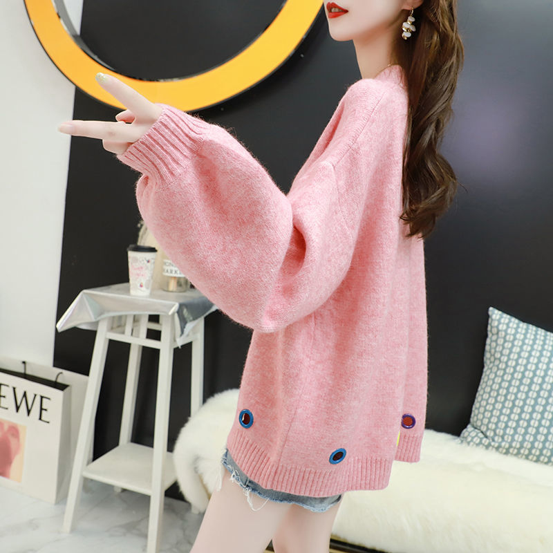 Autumn And Winter Personality Sweater Female Korean Version Of The Loose Set Of Sweet Outside Wear Wild Sweater 201225