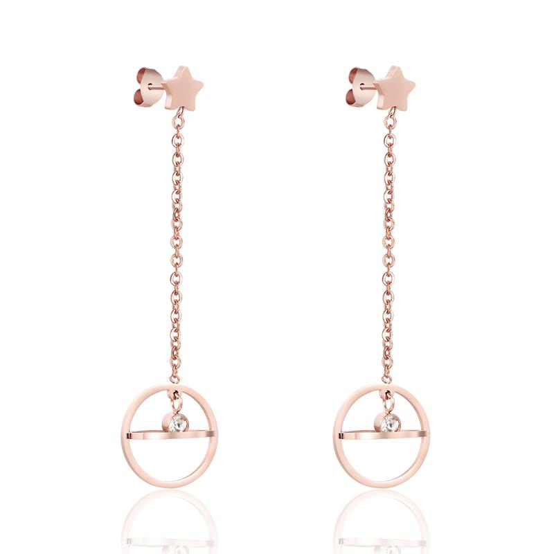 New Arrival Beautiful Stars Hanging Sphere Middle Crystal Earrings Titanium Steel Jewelry Rose Gold Color Long Earring For Women
New Arrival Beautiful Stars Hanging Sphere Middle Crystal Earrings Titanium Steel Jewelry Rose Gold Color Long Earring For Women