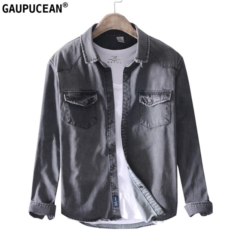 Man Denim Shirt 100% Cotton Quality Spring Autumn Long Sleeve Male Retro Vintage Pocket Black Men Jean Casual Cowboy Shirts
Man Denim Shirt 100% Cotton Quality Spring Autumn Long Sleeve Male Retro Vintage Pocket Black Men Jean Casual Cowboy Shirts