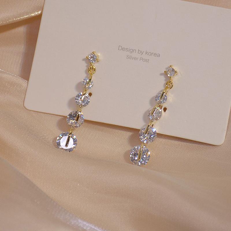 Stud Japanese&Korea Delicate Jewelry 14K Real Gold Zircon Earrings For Women Luxury Crystal Long
Stud Japanese&Korea Delicate Jewelry 14K Real Gold Zircon Earrings For Women Luxury Crystal Long