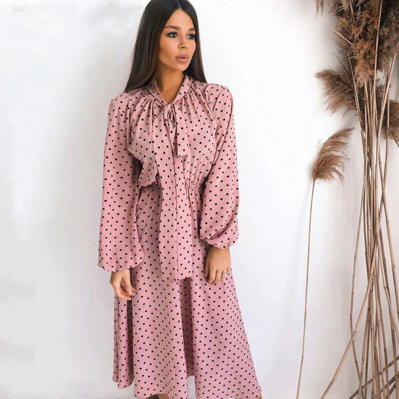 2021 New Women Autumn Elegant Dot Print Bow Tie Midi Winter Casual Sleeve Wide Hem Long 06cv, Pink
2021 New Women Autumn Elegant Dot Print Bow Tie Midi Winter Casual Sleeve Wide Hem Long 06cv, Pink