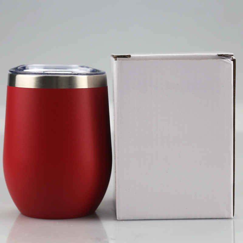 12oz Wine Tumbler Powder Coated Coffee Mugs Beer Glass Water Bottle 2 Layer Vacuum Insulated Beer Mug Party Champagne Mugs with Li2068302