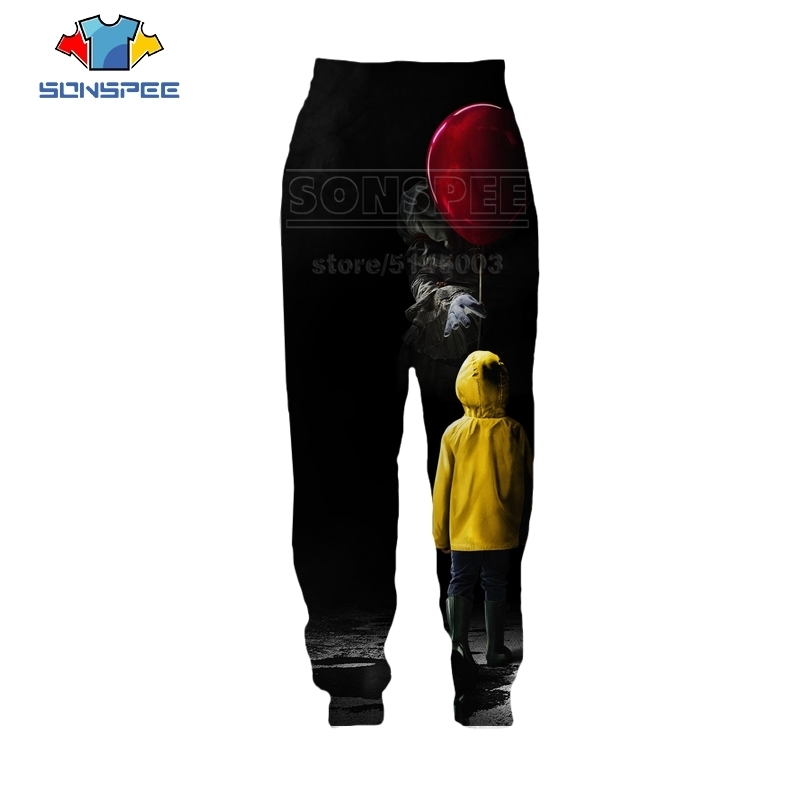 It Chapter Two Pants Men Women 3D Print Horror Movie Pennywise Hip Hop Streetwear Sports Fitness Fashion Elastic Trousers C063 201128