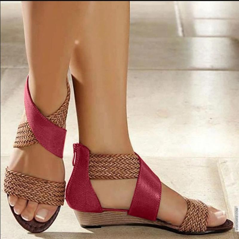 Fashion New Fish Mouth Leather Canvas Women Weave Wedge Heel Shoes Zipper Sandals Casual Beach Sandals Roman Shoes, Black
Fashion New Fish Mouth Leather Canvas Women Weave Wedge Heel Shoes Zipper Sandals Casual Beach Sandals Roman Shoes, Black