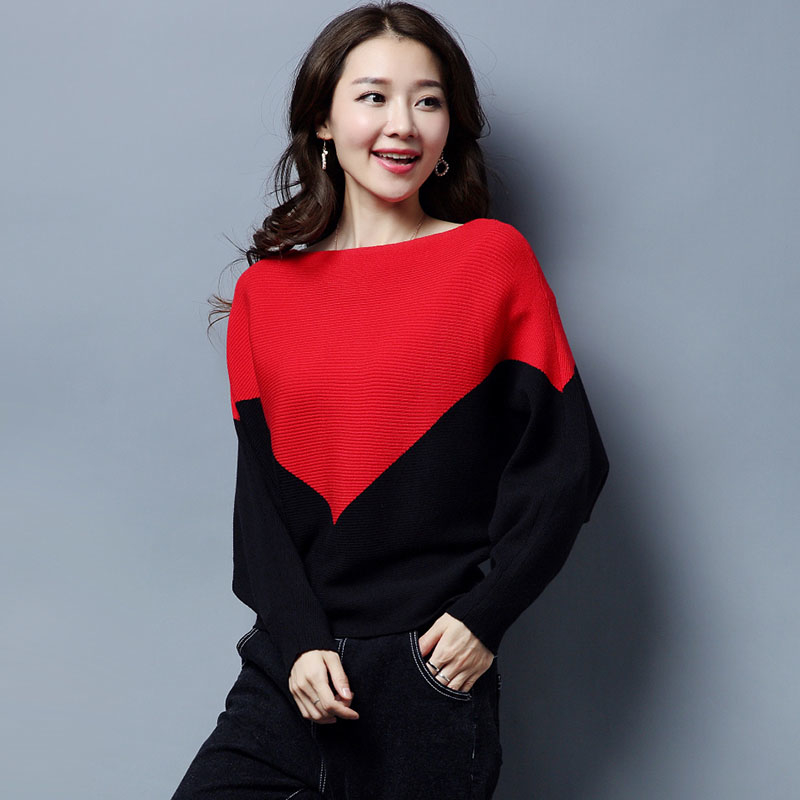 Women Sweater Loose Pullover Knitted Cotton Batwing Sleeve Knit Top Autumn Sweaters Pull Casual Ladies Bat Sleeve Jumper Tops T200319