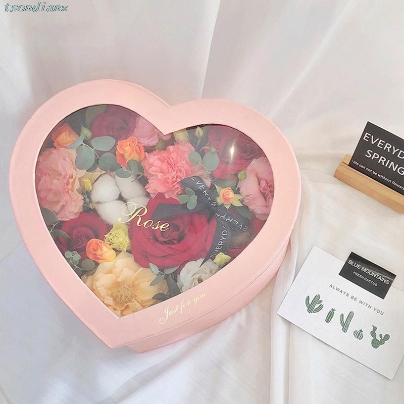 2021 Hot Heart-shaped Gift Box Florist Packing Flower Foil Gold Wedding Party Mother's Day Christmas Packing Present Box