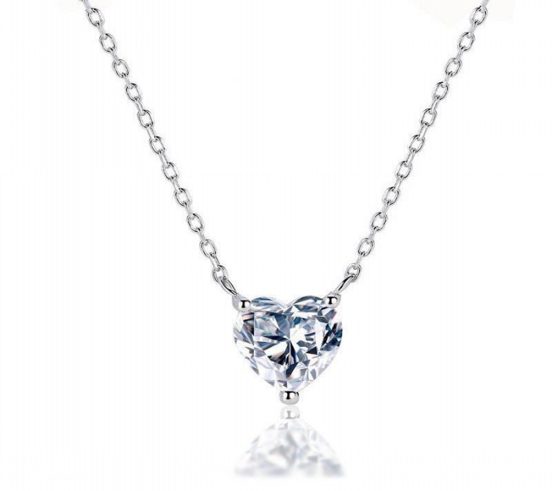 Sterg Sier Large Heart Pendant Necklace with Cubic Zirconia for Women - Wedding, Party, Valentine's Day Gift d234