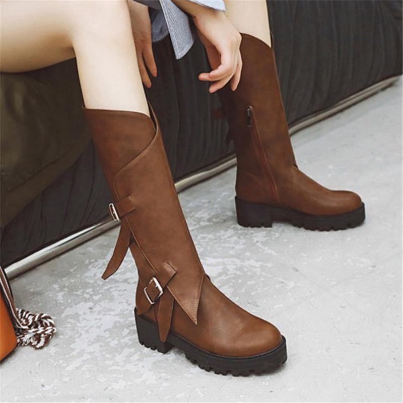 PXELENA Buckle Chunky Thick Med Heels Combat Motorcycle Biker Boots Women Autumn Shoes Riding Knight Boots Punk Gothic, Coffee
PXELENA Buckle Chunky Thick Med Heels Combat Motorcycle Biker Boots Women Autumn Shoes Riding Knight Boots Punk Gothic, Coffee