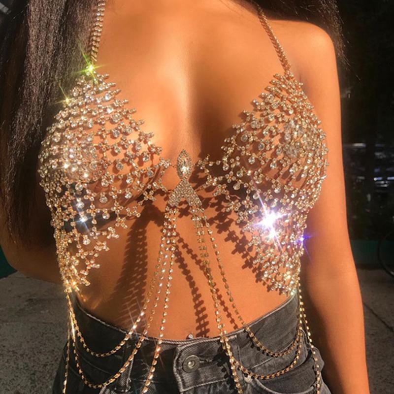 AKYZO Luxury Rhinestone Silver Tassel Chain Camis Top Women Nightclub Brilliant Artificial Diamond Festival Beach Wear Crop Tops
AKYZO Luxury Rhinestone Silver Tassel Chain Camis Top Women Nightclub Brilliant Artificial Diamond Festival Beach Wear Crop Tops