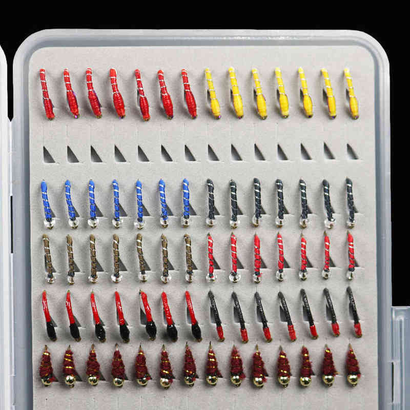 ICERIO 133pcs/Set Ultra-thin Portable Nymph Scud Midge Flies Kit Assortment with Box Trout Fishing Fly Lures 220107 - view 6