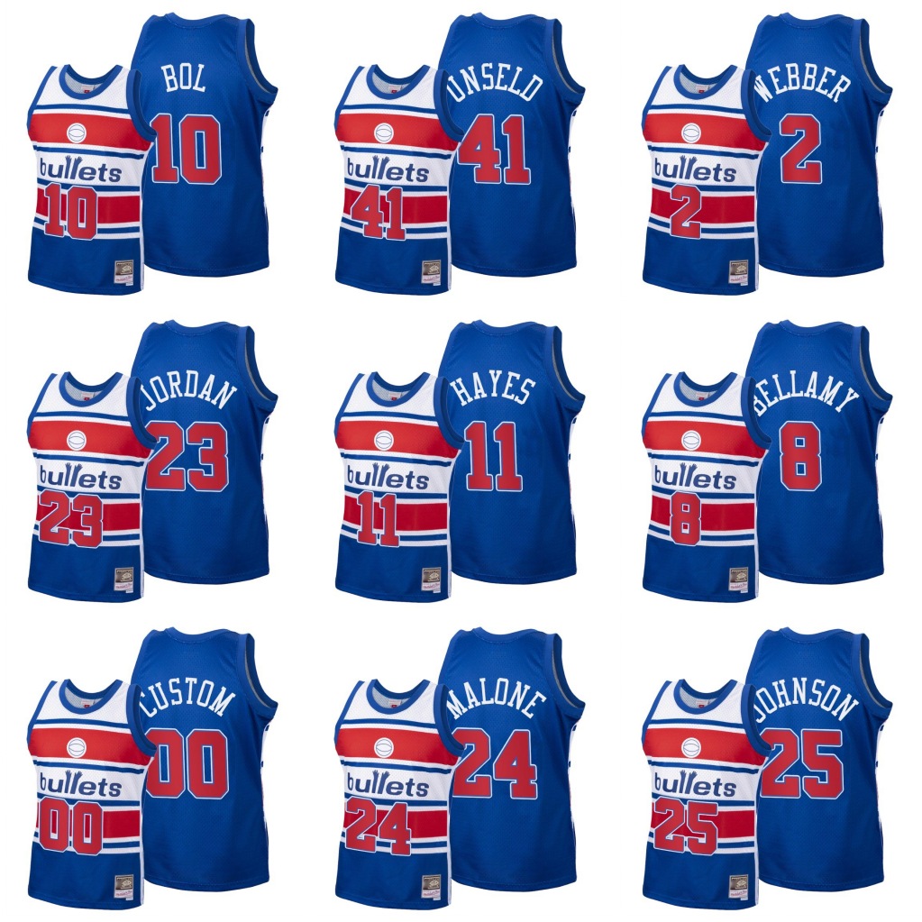 Washington Bullets Men Michael Jor dan Jeff Malone Walt Bellamy Ben Wallace Hardwood Classics Custom Blue Jersey
Washington Bullets Men Michael Jor dan Jeff Malone Walt Bellamy Ben Wallace Hardwood Classics Custom Blue Jersey