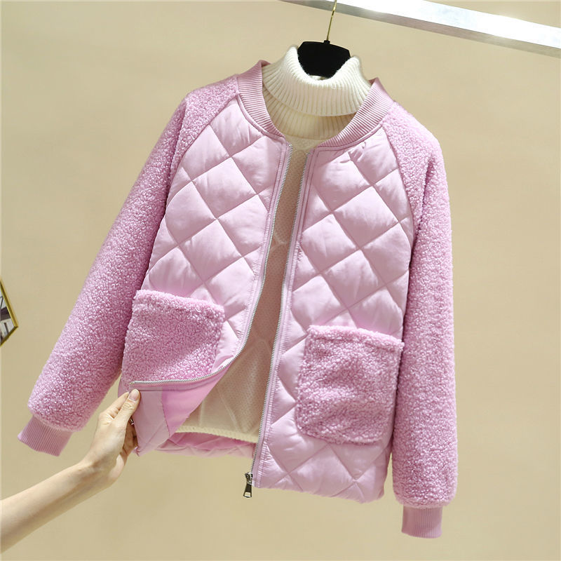 Women Spring Autumn Jacket Lamb Fur Parkas Women Coats And Jacket Plus Size Parka Mujer Slim Short Women Jackets Oversized Parka 201019