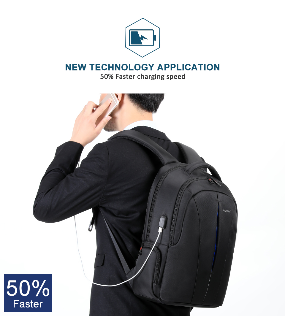

Tigernu Splashproof 15.6inch Laptop Backpack NO Key TSA Anti Theft Men Backpack Travel Teenage Backpack bag male bagpack mochila, Black