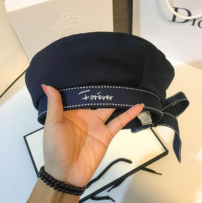 Cosmicchic 2020 Autumn Woman Hat Fashion Ribbon Bow Beret Letter Embroidery Winter Hats Vintage Male Beret French Hat Navy Cap от DHgate WW