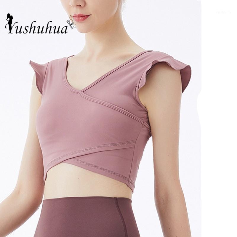 Sexy Cropped Yoga Top Sleeveless Fitness T Shirt Women Breathable Running Training Sport T-shirt Lotus leaf Gym Tops With chest1, Dark pink
Sexy Cropped Yoga Top Sleeveless Fitness T Shirt Women Breathable Running Training Sport T-shirt Lotus leaf Gym Tops With chest1, Dark pink