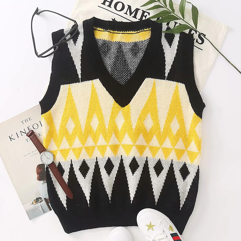 2021 New Women Sweaters Spring Autumn Fashion V-neck Prismatic Plaid Pullover Casual Sleeveless Female Outwear Coat Z2aj, Picture
2021 New Women Sweaters Spring Autumn Fashion V-neck Prismatic Plaid Pullover Casual Sleeveless Female Outwear Coat Z2aj, Picture