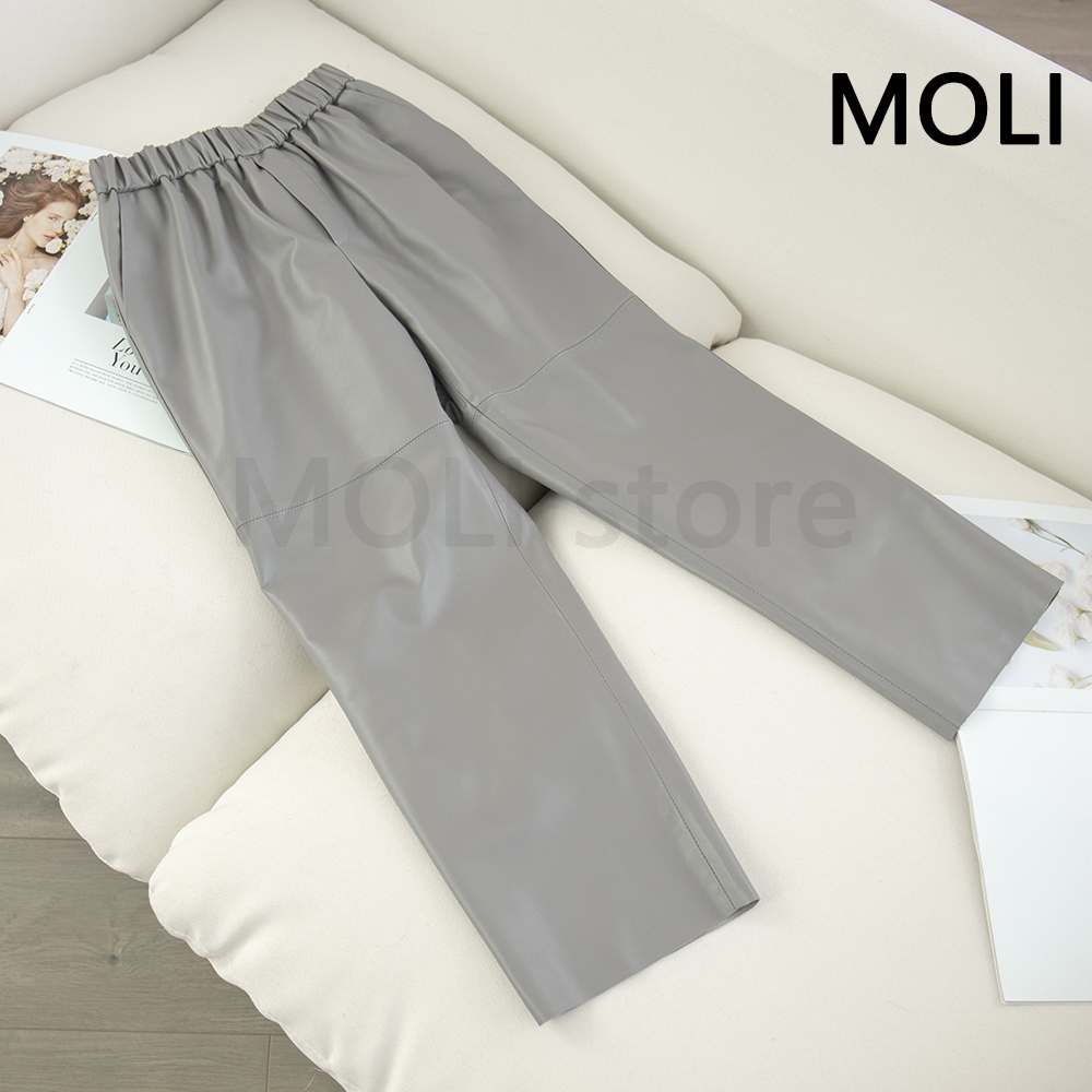 Women pnats Real leather pants Women leather trousers high waist harem pants plus size new Elastic waist streetwear pants 201112