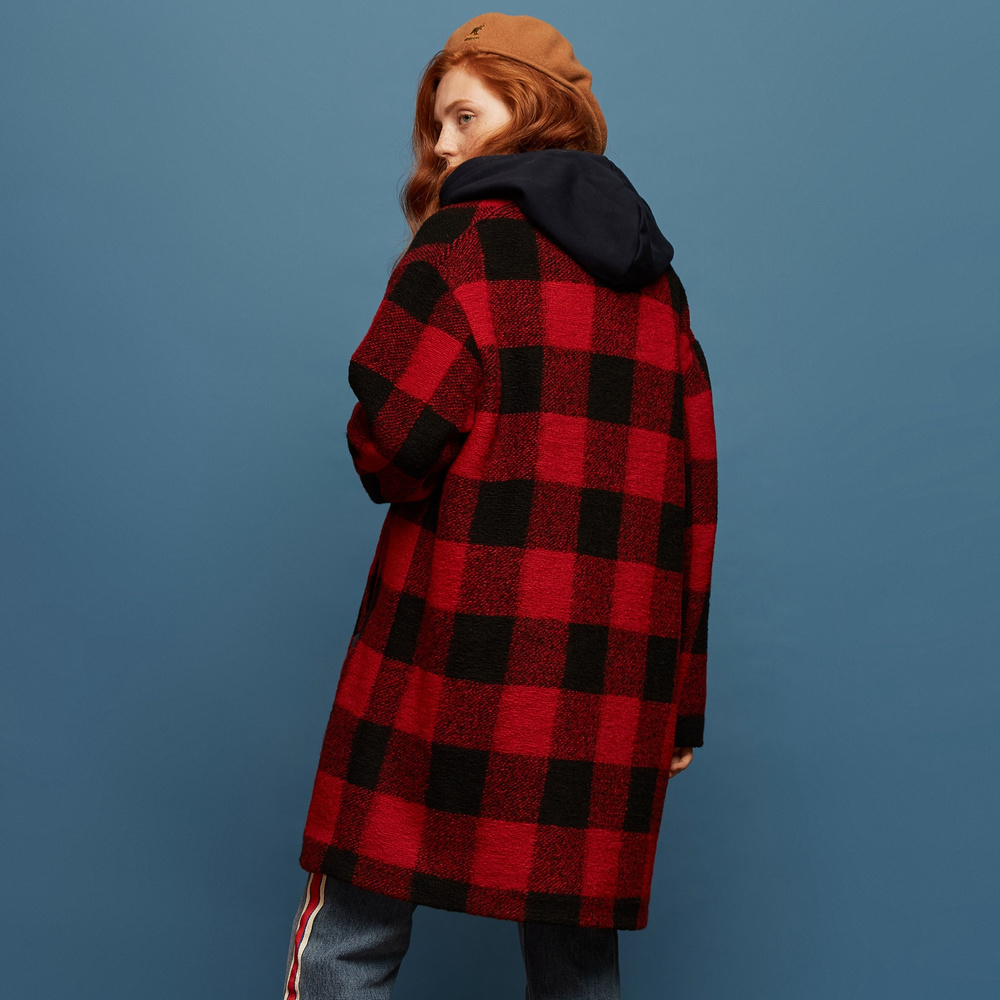 METERSBONWE Plaid Long Coat Female Autumn And Winter New Casual Korean Version Coat 201027
