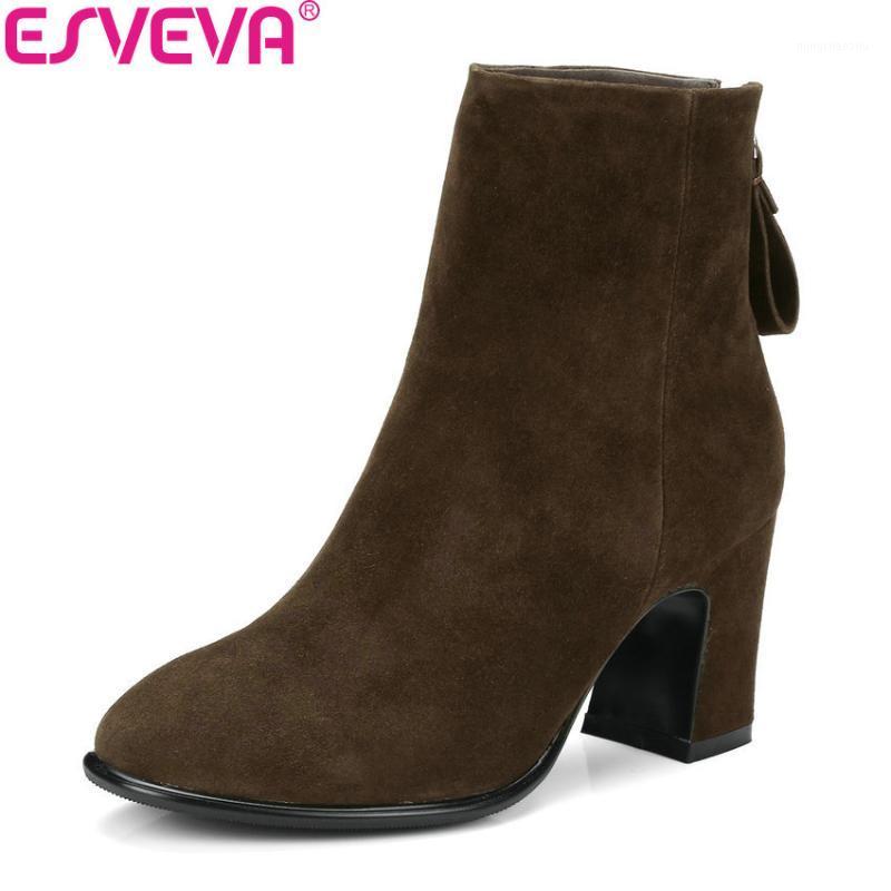 ESVEVA 2020 Kid Suede Women Boots Zipper Ankle Boots Square High Heels Shoes Round Toe Concise Woman Shoes Size 34-391, Blue
ESVEVA 2020 Kid Suede Women Boots Zipper Ankle Boots Square High Heels Shoes Round Toe Concise Woman Shoes Size 34-391, Blue