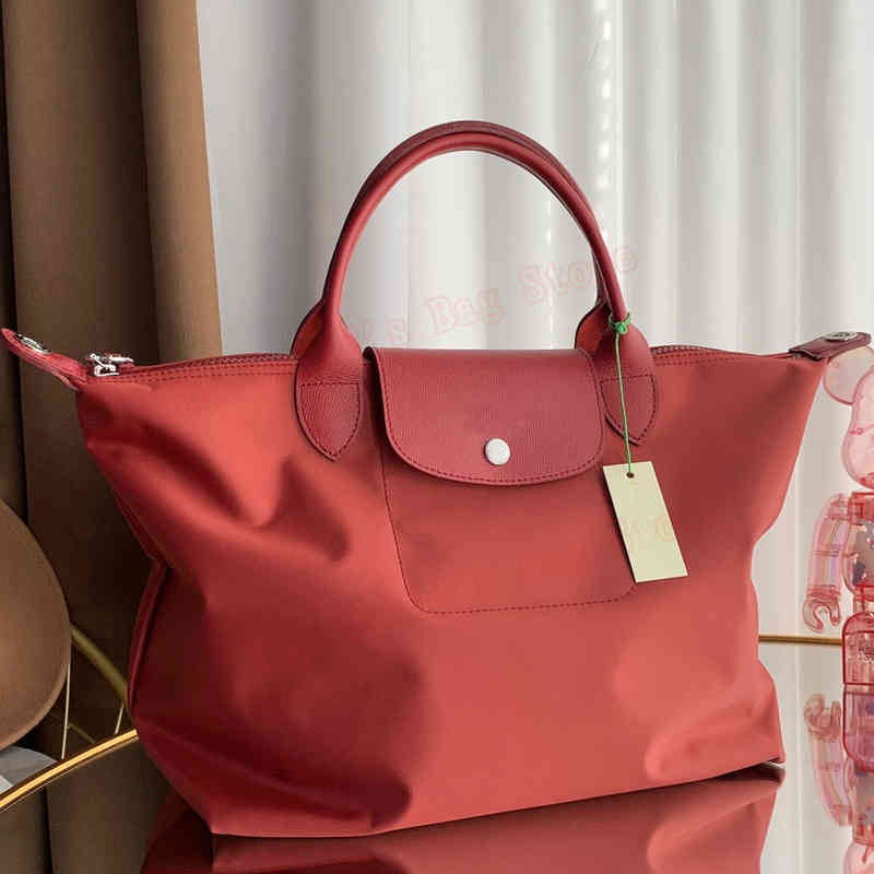 

Luxury Handbags LC Thick Designer Women Genuine Leather Foldable Waterproof Nylon Horse Bags Bolsas Messenger Should Tote, Medium red