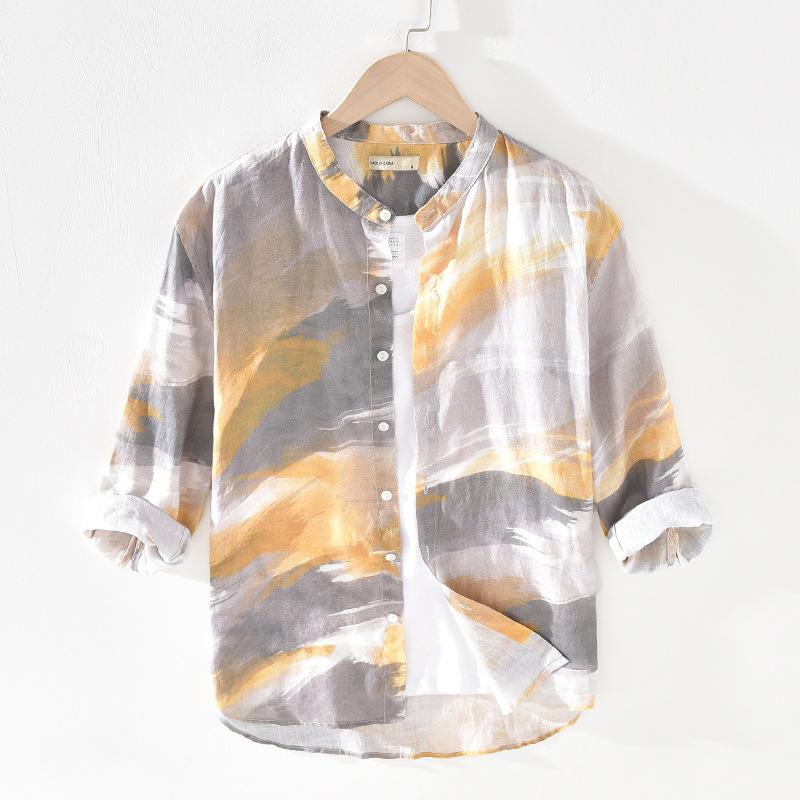 Quality Floral Printed 100% Linen Shirt Men Summer Thin Breathable Three-Quarter Sleeve Hawaiian Shirt Camisa Masculina TS-623, Orange
Quality Floral Printed 100% Linen Shirt Men Summer Thin Breathable Three-Quarter Sleeve Hawaiian Shirt Camisa Masculina TS-623, Orange