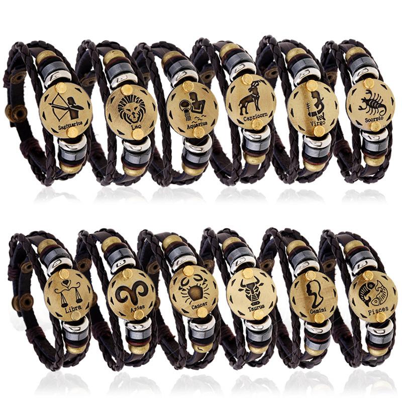 12 Constellation Bracelets Alloy Charm Leather Bracelet Zodiac Horoscope Braided Bangle Men Women Jewelry Wrist Gift Wholesale
12 Constellation Bracelets Alloy Charm Leather Bracelet Zodiac Horoscope Braided Bangle Men Women Jewelry Wrist Gift Wholesale