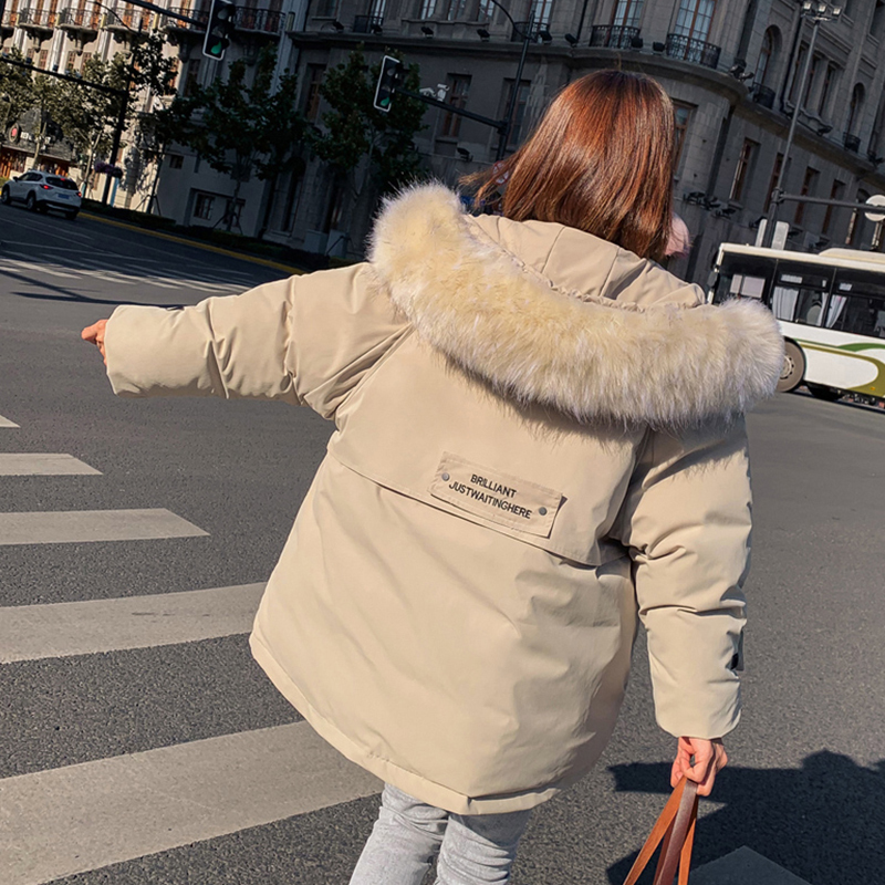 Winter jacket parkas winter women's fashion large fur collar hooded thick cotton down jacket Russian winter coat 201125