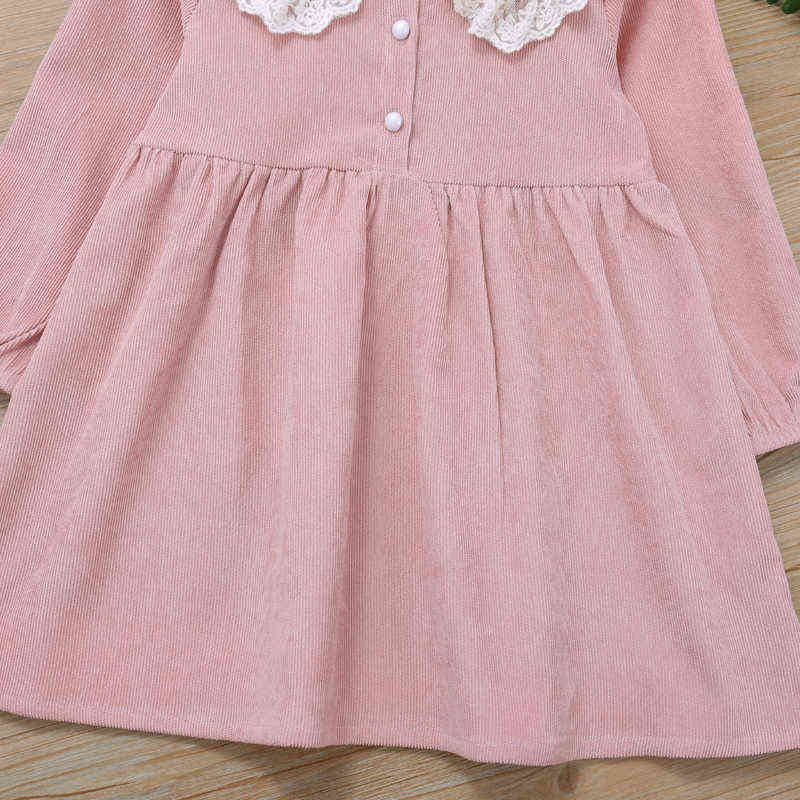 Humor Bear Girls Dress Autumn Winter Lace Collar Long Sleeve Solid Printed es Sweet Children Princess For 2-6Y 220112
