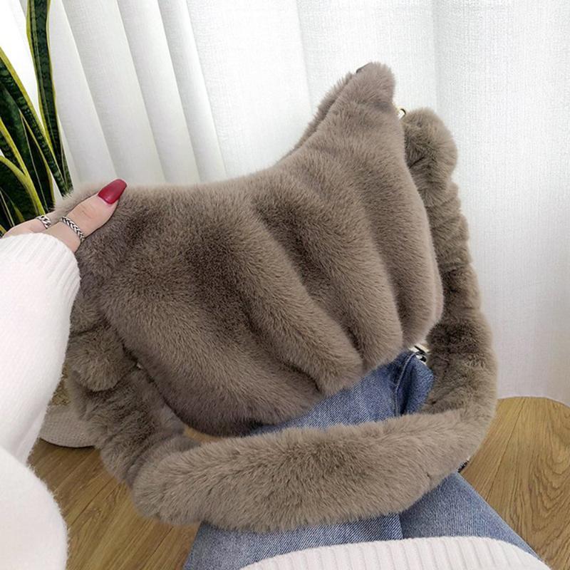 Winter Women Plush Hobos Bags Faux Fur Female Crossbody Messenger Bags Solid 's Hair Flap Shoulder Bag Tide Handbag, Black
Winter Women Plush Hobos Bags Faux Fur Female Crossbody Messenger Bags Solid 's Hair Flap Shoulder Bag Tide Handbag, Black