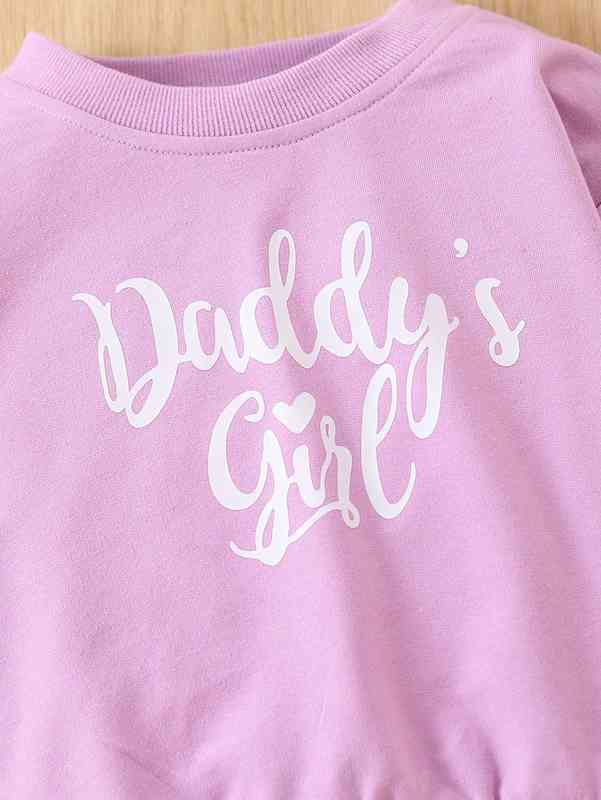 Baby Letter Graphic Ruffle Trim Pullover & Flare Leg Pants SHE