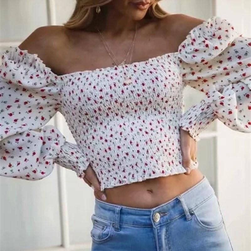 Women Long Puff Sleeve Pullover Top Fashion Floral Square Collar Pleated Exposed Navel Slim Shirt Blouse Ladies Casual Clothes, Beige
Women Long Puff Sleeve Pullover Top Fashion Floral Square Collar Pleated Exposed Navel Slim Shirt Blouse Ladies Casual Clothes, Beige