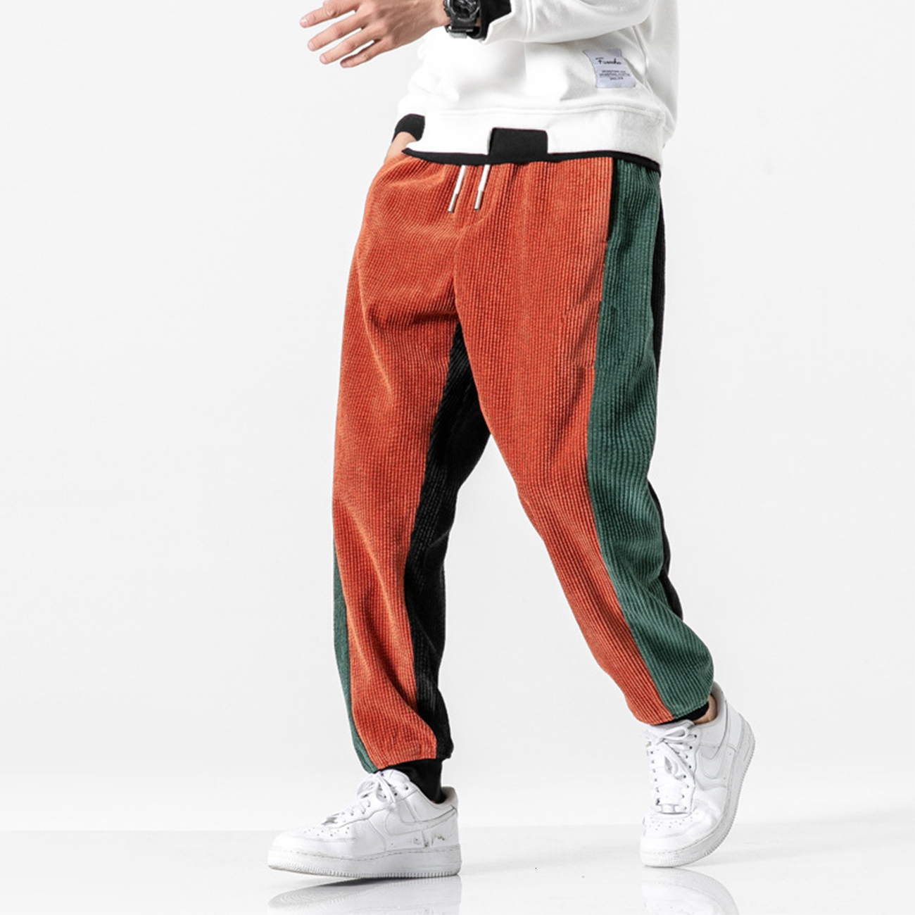 2021 New Corduroy Streetwear Patchwork Color Block Men Trousers Loose Harajuku Joggers Harem Pants Oversize 30lr, Orange
2021 New Corduroy Streetwear Patchwork Color Block Men Trousers Loose Harajuku Joggers Harem Pants Oversize 30lr, Orange