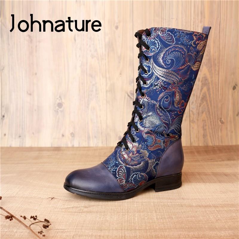 Johnature 2020 New Women Boots Genuine Leather Embroidery Cloth Winter Lace-up Round Toe Flat With Hand-painted Platform Boots, Royal blue
Johnature 2020 New Women Boots Genuine Leather Embroidery Cloth Winter Lace-up Round Toe Flat With Hand-painted Platform Boots, Royal blue