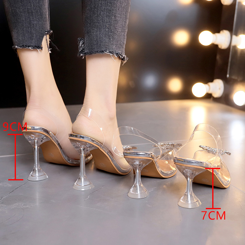 Summer Transparent Sandal Women Elegant Sky High Heels Bling Crystal Shoes Woman Sexy Ladies Party Club Dress Shoes Y200405