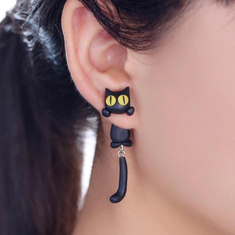 Stud Unique Yellow-Eye Cat Earrings Cartoon Long Tail Splits Type Cute Women K2
Stud Unique Yellow-Eye Cat Earrings Cartoon Long Tail Splits Type Cute Women K2