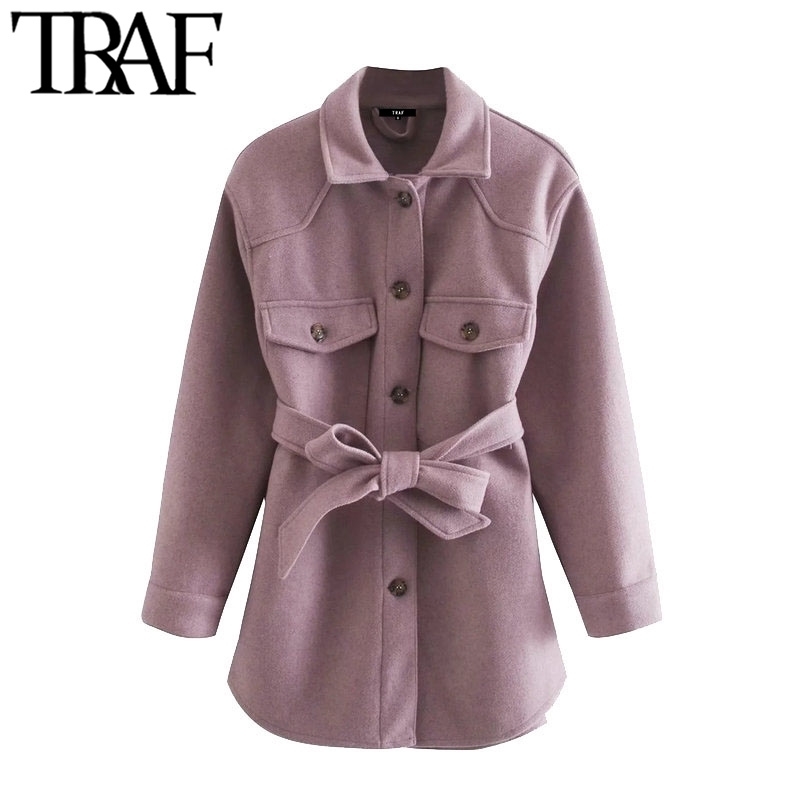 TRAF Women Fashion With Belt Loose Jacket Coat Vintage Long Sleeve Pockets Female Outerwear Chic Tops 201029, As picture
TRAF Women Fashion With Belt Loose Jacket Coat Vintage Long Sleeve Pockets Female Outerwear Chic Tops 201029, As picture